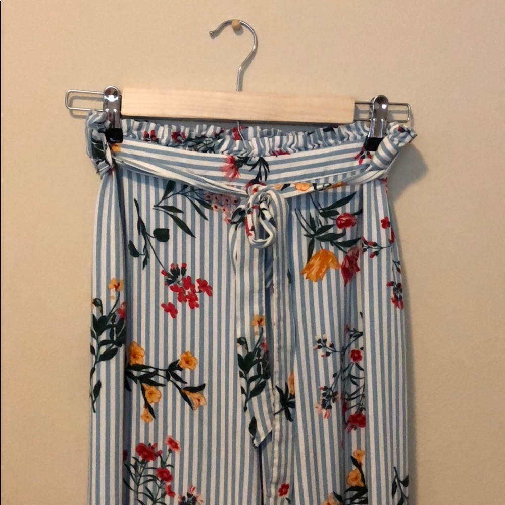 Forever 21 Floral Stripped Flare Pants